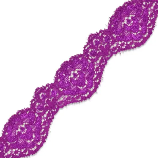 10 yards of Tifa 1 3/16"Scalloped Stretch Raschel Lace Trim | 10 yard cut Purple {1}