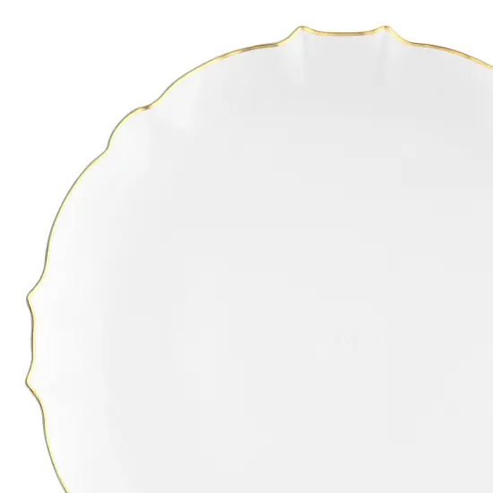 Clear with Gold Rim Round Lotus Plastic Dinner Plates - 10.25" (120 Plates) {1}