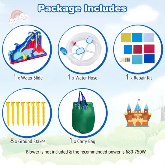 6-in-1 Inflatable Water Park With Climbing Wall Splash Pool (without Blower) {6}