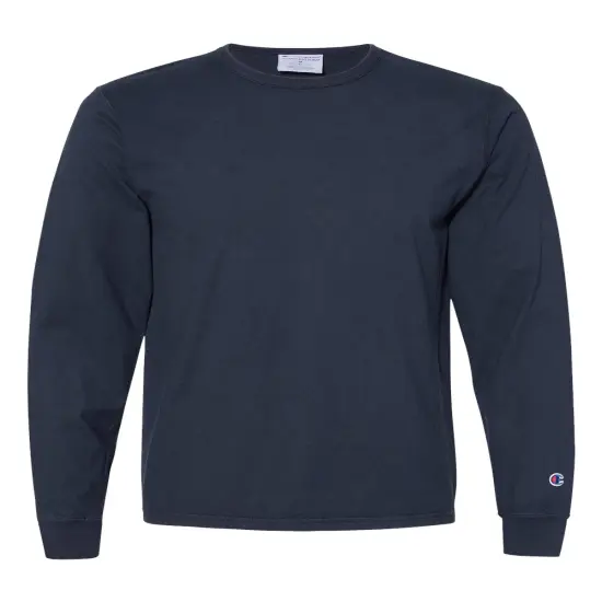 Champion&reg; Garment-Dyed Long Sleeve T-Shirt Navy {1}