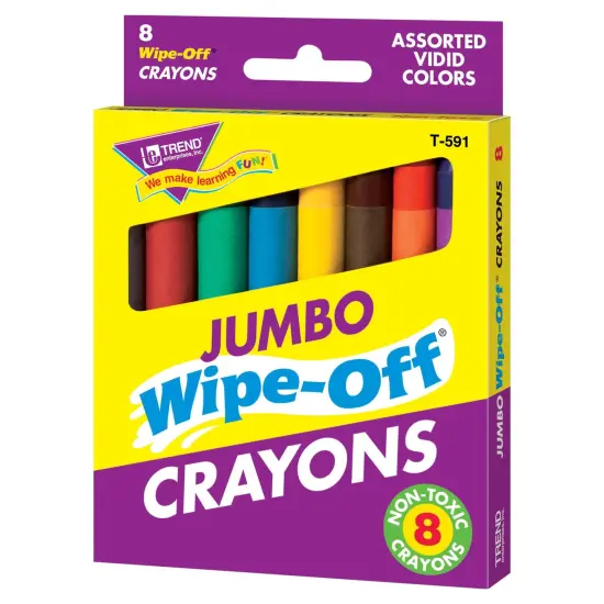 Jumbo Wipe-Off&reg; Crayons, Assorted, 8 per pack, 6 packs {2}