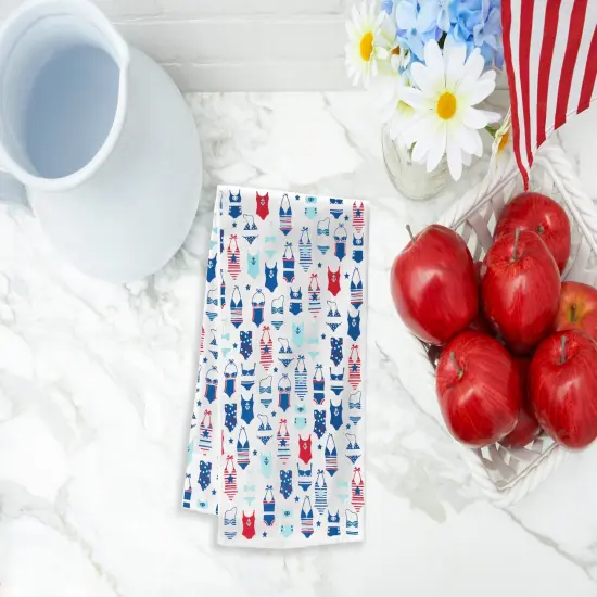 Festive Swimsuit July 4th Patriotic Kitchen Dishtowel {4}