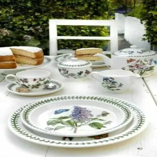 Portmeirion Botanic Garden 14 Inch Porcelain Chip and Dip, Floral Motifs {2}