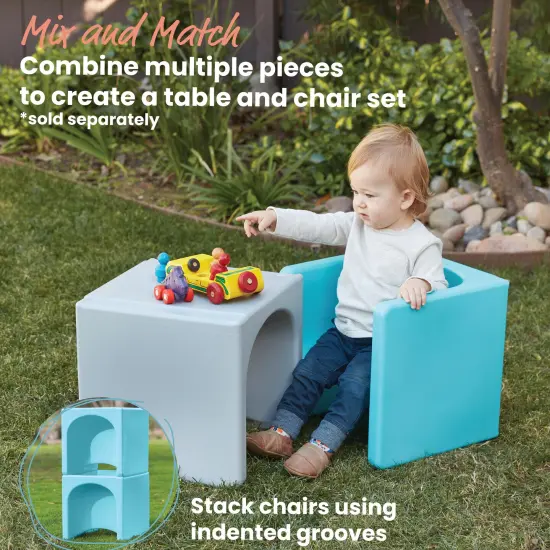 Tri-Me 3-In-1 Cube Chair, Kids Furniture Cyan {4}