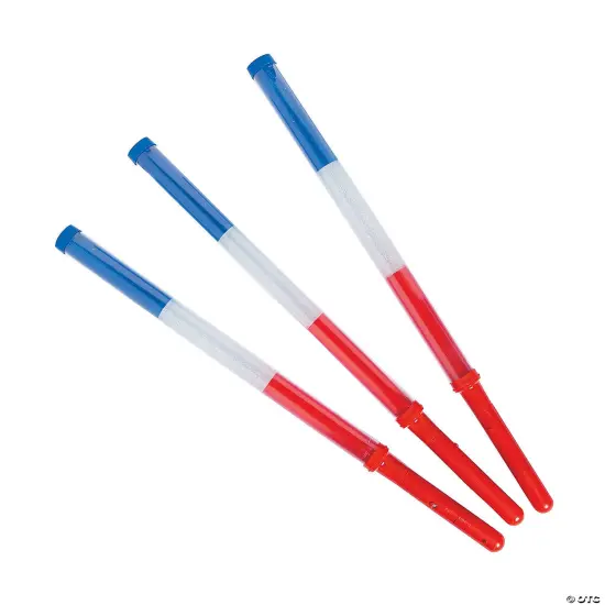 18 1/4" Patriotic Light-Up Flashing Red, White & Blue Plastic Batons - 6 Pc. {3}