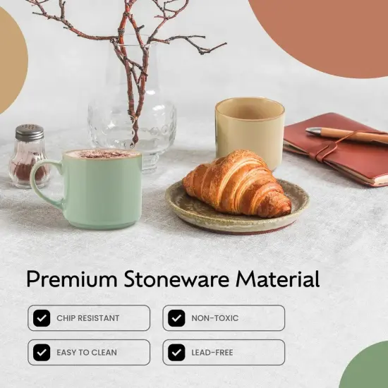 American Atelier Stackable Coffee Mugs Set, Ceramic Multi-Color 4 Cups, 16 Ounce {4}