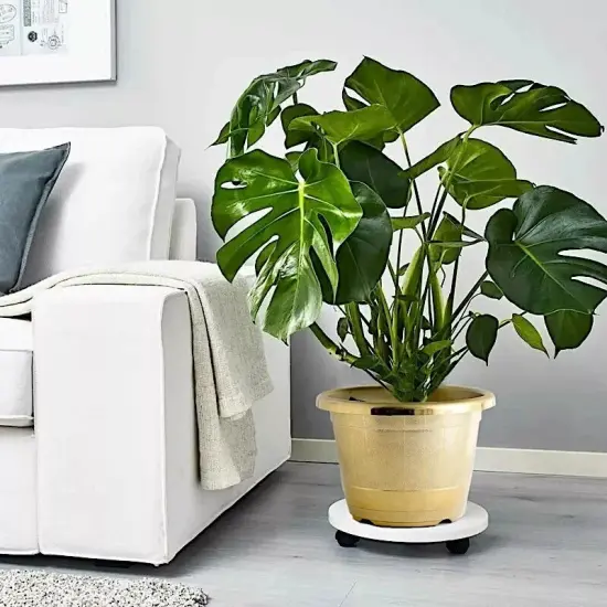 GOLD 10" PLASTIC FLOWER PLANT POT Metallic Barrel Design {2}