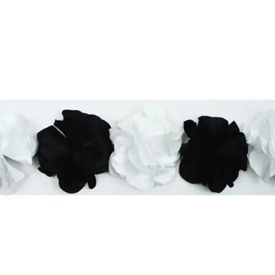 10 yards of Satin Look Flower Fabric Trim | 10 yard cut Black/ White {1}