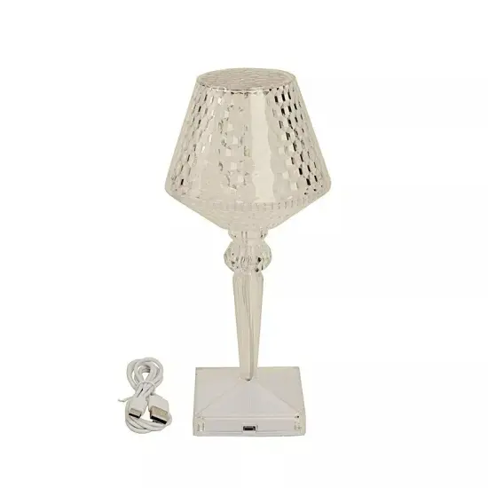 CLEAR 10" Acrylic Crystal Cup Shape DESK LAMP Decorative LED Light {1}