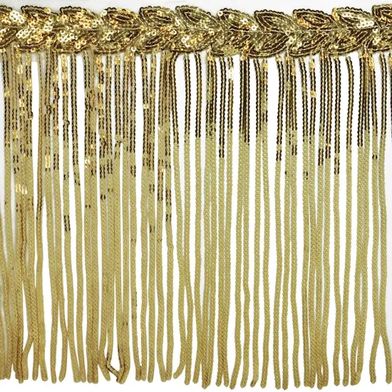 5 Yards of Blame Sequined Leaf Vine Fringe | 5 yard cut Gold {1}