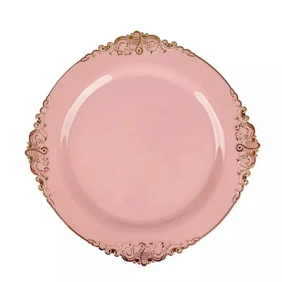 10 DUSTY ROSE GOLD 8" Round Plastic Salad Dinner PLATES {1}