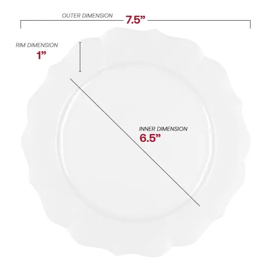 Pearl White Round Lotus Plastic Appetizer/Salad Plates - 7.5" (120 Plates) {3}