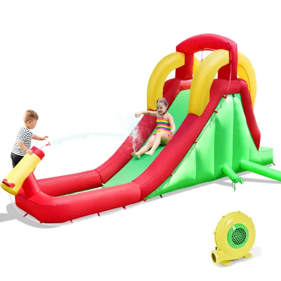 Inflatable Water Slide Bounce House With Climbing Wall Jumper And 480w Blower {3}