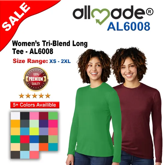 Allmade&reg; Women&rsquo;s Tri-Blend Long Sleeve Tee Aluminum grey {2}