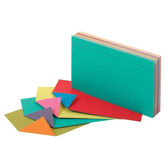 Two-Tone Index Cards, 3" x 5", Assorted Colors, 100 Per Pack, 10 Packs {3}