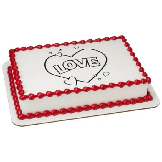 Paintable Love Heart Valentine's Day Edible Cake Image PhotoCake&reg; {1}
