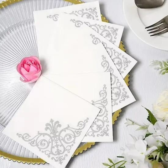 20 pcs Metallic Fleur Design Paper Cocktail Napkins {2}