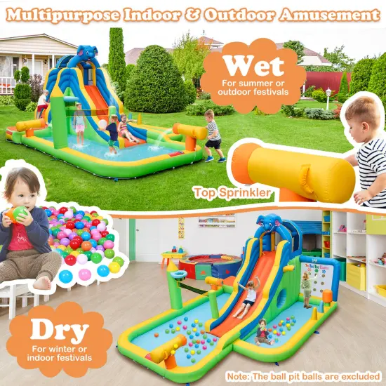 Inflatable Water Slide With Splash Pool And Climbing Wall For Oudoor Indoor Without Blower {4}