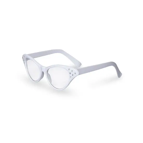 Big Mo's Toys Pink and White Cat Eye Retro Costume Dress Up Rhinestone Glasses {3}