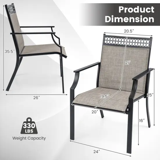 Patio Chairs Set Of 2 With All Weather Breathable Fabric-Brown {4}