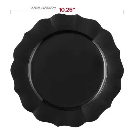Black Round Lotus Plastic Dinner Plates - 10.25" (120 Plates) {3}