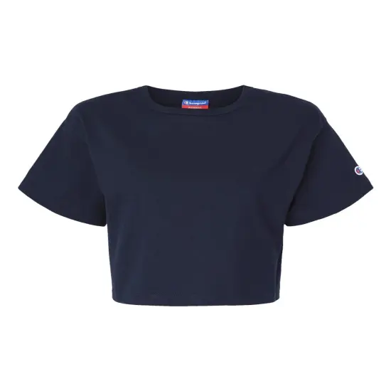 Champion&reg; Women's Heritage Jersey Crewneck Short Sleeve Crop T-Shirt Navy {1}