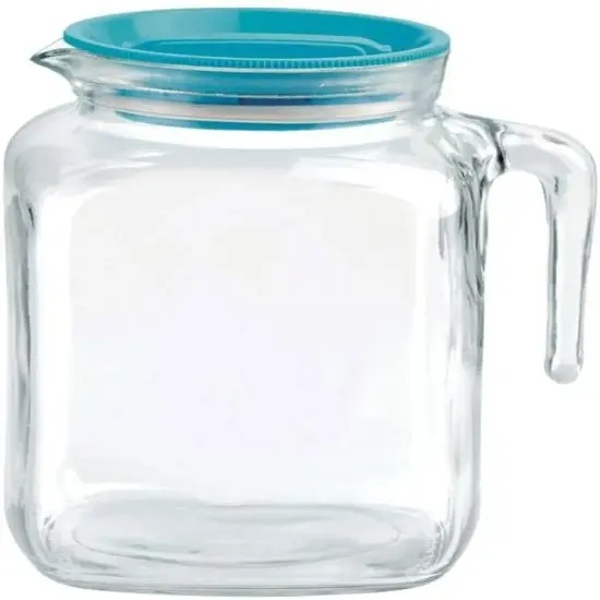 Bormioli Rocco Frigoverre 67.75 oz. Glass Pitcher with Teal Hermetic Lid {1}