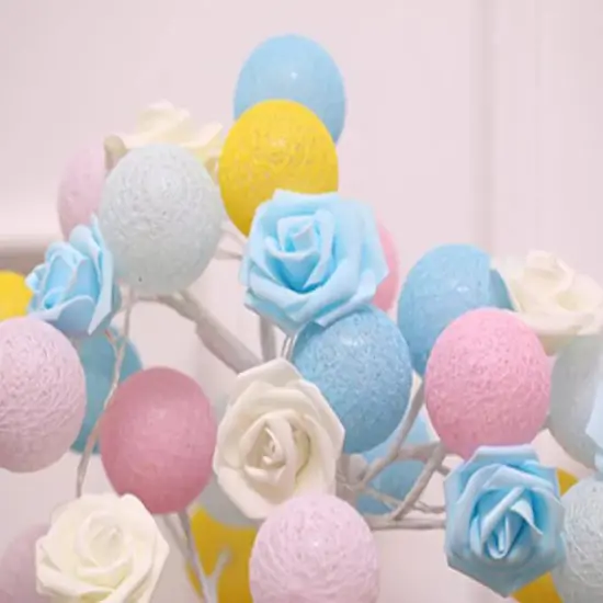 9.84 Ft 20 LED Rose Flower Lights String Battery Operated Blue {5}