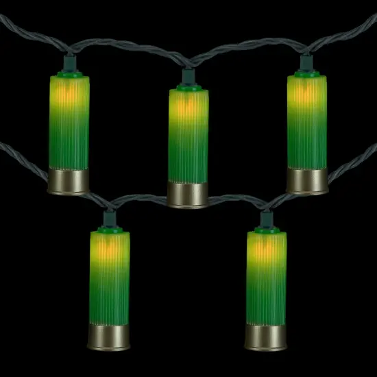 Northlight Shotgun Shells Patio Light Set - Green and Gold - 6' Green Wire - 10ct {4}