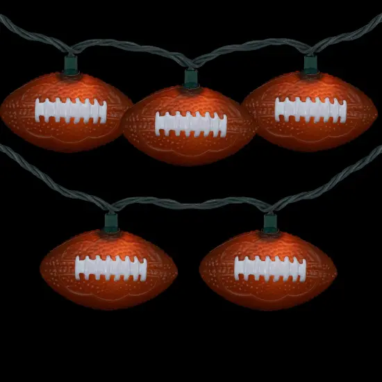 Northlight Football Indoor Outdoor Patio Light Set - 6'- Green Wire - 10ct Brown {4}