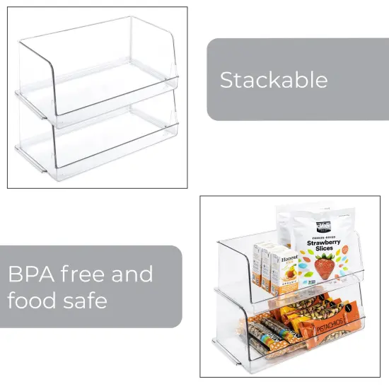 Smart Design Set of 2 Stackable Household Bin - 7 x 12.5 Inch - Clear {4}