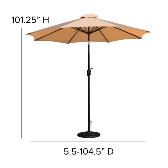 Merrick Lane Bali Patio Umbrella with Base - 9' Polyester Patio Umbrella - 30+ UV Protection - Waterproof Cement Base with 1.5" Diameter Aluminum Pole Navy {9}