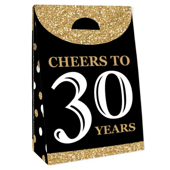 Big Dot of Happiness Adult 30th Birthday - Gold - Birthday Gift Favor Bags - Party Goodie Boxes - Set of 12 {4}
