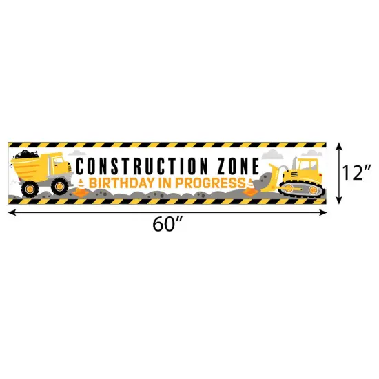 Big Dot of Happiness Dig It - Construction Party Zone - Happy Birthday Decorations Party Banner {3}