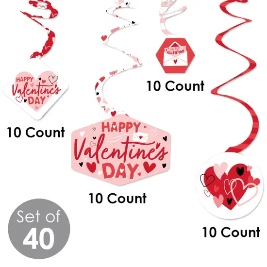 Big Dot of Happiness Happy Valentine's Day - Valentine Hearts Party Hanging Decor - Party Decoration Swirls - Set of 40 {6}