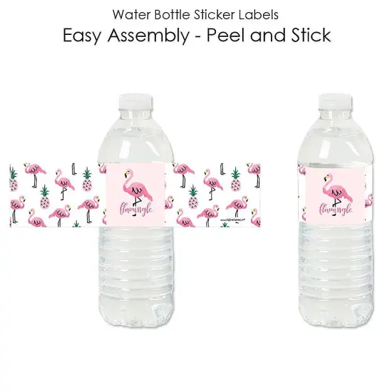 Big Dot of Happiness Pink Flamingo - Party Like a Pineapple - Tropical Summer Party Water Bottle Sticker Labels - Set of 20 {3}