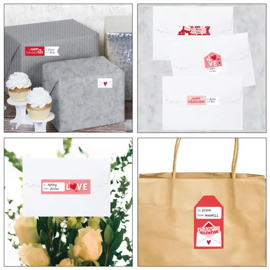 Big Dot of Happiness Happy Valentine&rsquo;s Day - Assorted Valentine Hearts Party Gift Tag Labels - To and From Stickers - 12 Sheets - 120 Stickers {7}