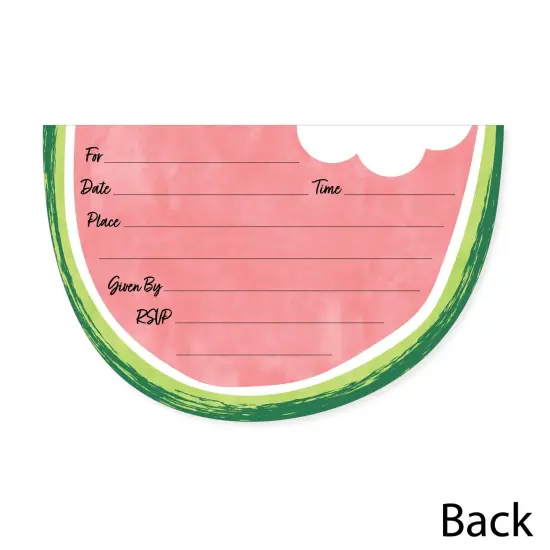 Big Dot of Happiness Sweet Watermelon - Shaped Fill-In Invitations - Fruit Party Invitation Cards with Envelopes - Set of 12 {6}