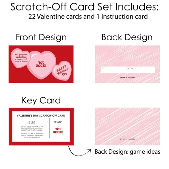 Big Dot of Happiness Conversation Hearts - Scratch Off Valentine's Day Cards - 22 Count {6}