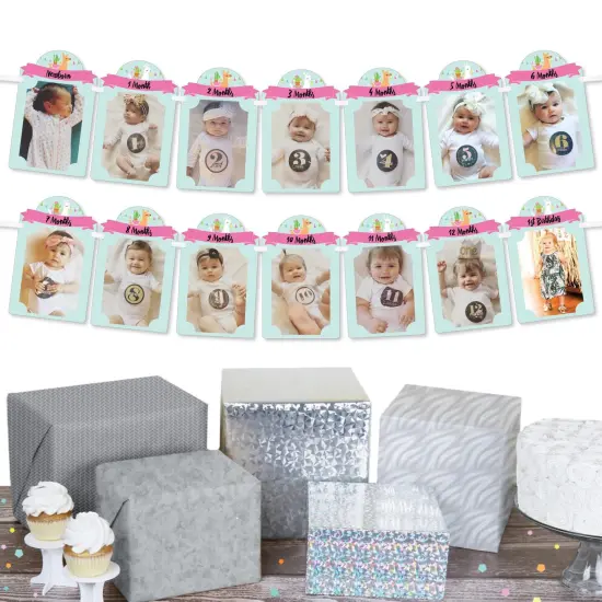 Big Dot of Happiness 1st Birthday Whole Llama Fun - DIY Llama Fiesta First Birthday Party Decor - 1-12 Monthly Picture Display - Photo Banner {3}