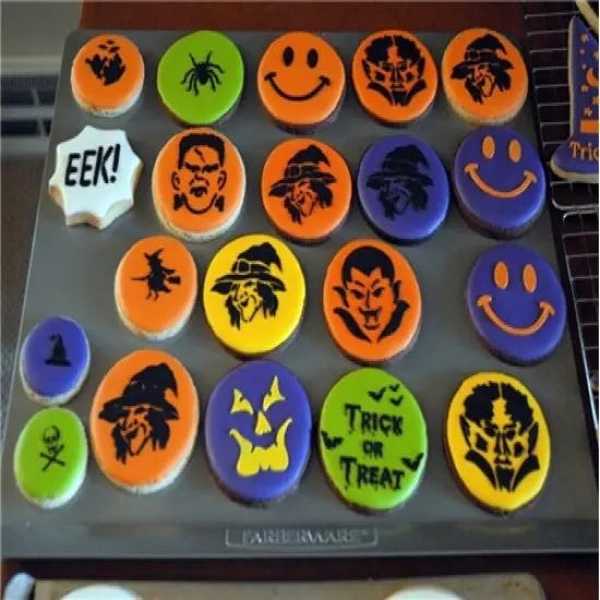 Halloween Cookie Monster Faces Cookie Stencils: Frankenstein, Witch, Dracula, Werewolf | C451 by Designer Stencils | {4}