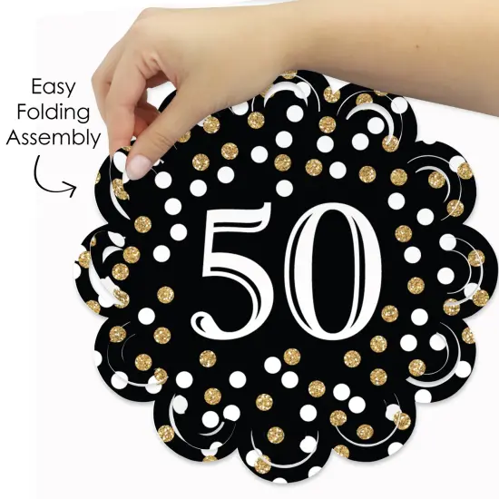 Big Dot of Happiness Adult 50th Birthday - Gold - Birthday Party Round Table Decorations - Paper Chargers - Place Setting For 12 {6}