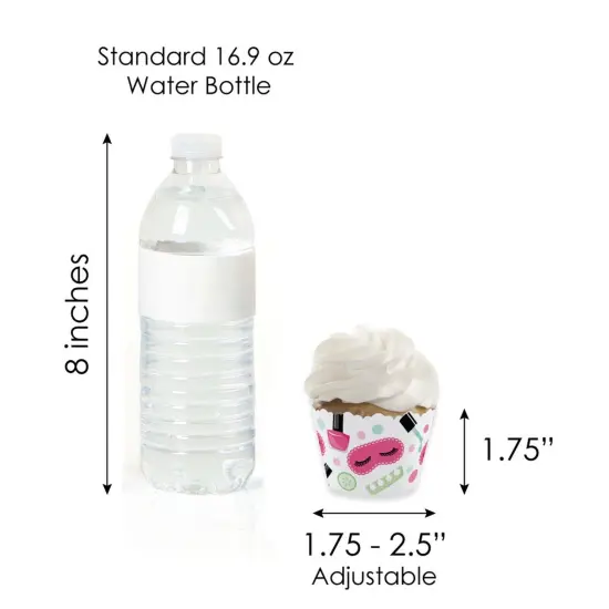 Big Dot of Happiness Spa Day - Cupcake Decoration - Girls Makeup Party Cupcake Wrappers and Treat Picks Kit - Set of 24 {7}