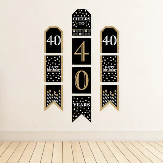 Big Dot of Happiness Adult 40th Birthday - Gold - Hanging Vertical Paper Door Banners - Birthday Party Wall Decoration Kit - Indoor Door Decor {4}