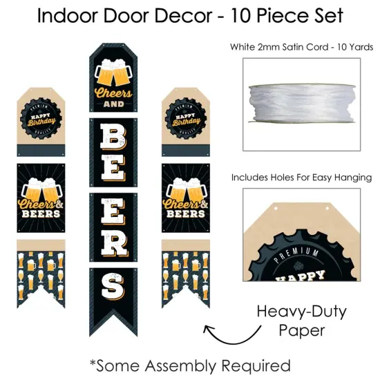 Big Dot of Happiness Cheers and Beers Happy Birthday - Hanging Vertical Paper Door Banners - Birthday Party Wall Decoration Kit - Indoor Door Decor {6}