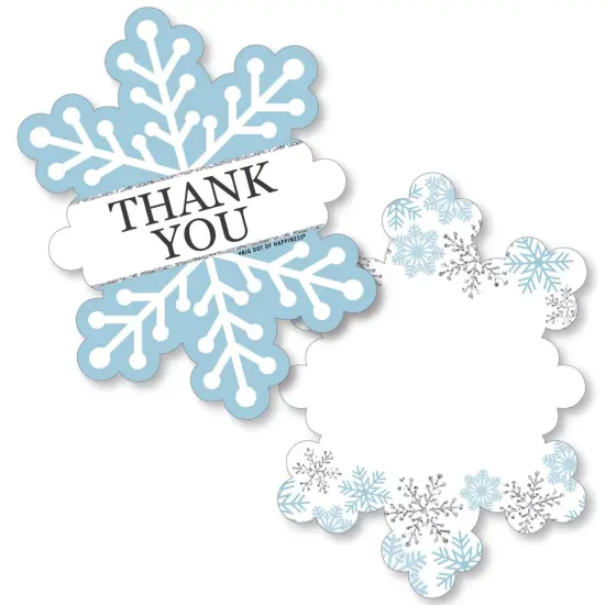 Big Dot of Happiness Winter Wonderland - Shaped Thank You Cards - Snowflake Holiday Party & Winter Wedding Thank You Cards with Envelopes - Set of 12 {1}