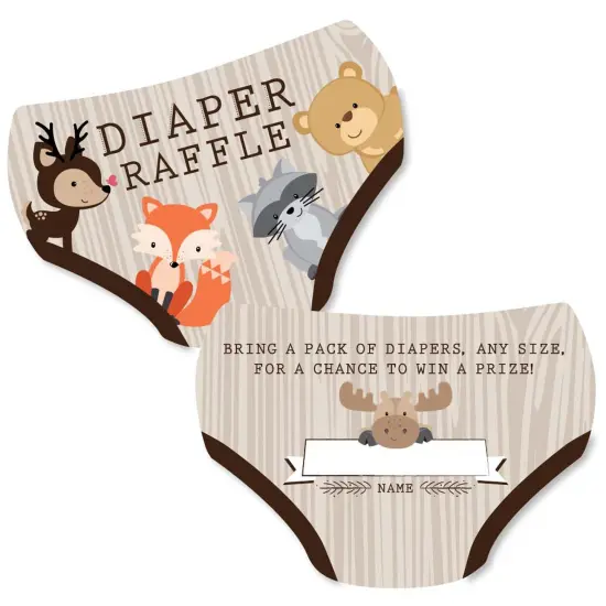 Big Dot of Happiness Woodland Creatures - Diaper Shaped Raffle Ticket Inserts - Baby Shower Activities - Diaper Raffle Game - Set of 24 {1}