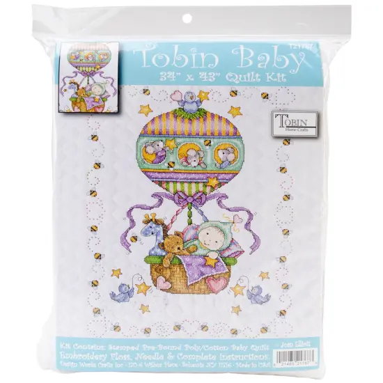 Tobin Stamped Quilt Cross Stitch Kit 34"X43"-Balloon Ride {1}