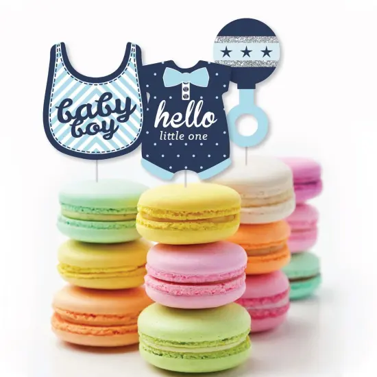 Big Dot of Happiness Hello Little One - Blue and Silver - DIY Shaped Boy Baby Shower Party Cut-Outs - 24 Count {4}
