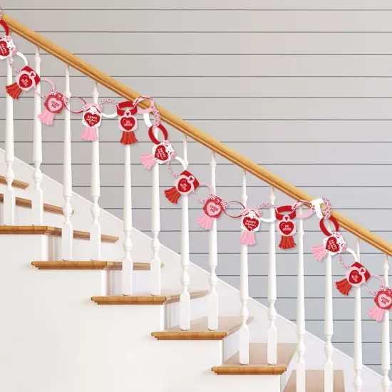 Big Dot of Happiness Conversation Hearts - 90 Chain Links and 30 Paper Tassels Decoration Kit - Valentine's Day Party Paper Chains Garland - 21 feet {3}